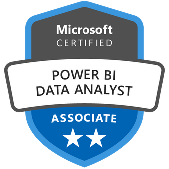 Badge van de Microsoft PL-300 Power BI Data Analyst Associate-certificering.