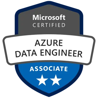 Badge van de Microsoft DP-203 Azure Data Engineer Associat-certificering.